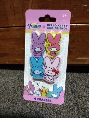 Hello Kitty Bunny Erasers - Pink, Blue, Purple, Yellow